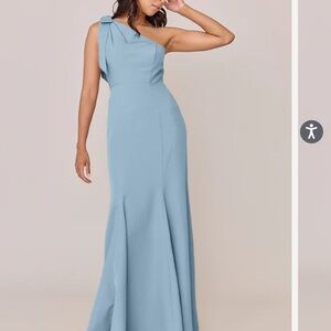 Revelry Rowan Crepe Bridesmaids Dress in French Blue